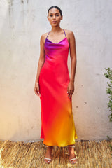 Sunset Ombre Criss Cross Back Maxi Dress