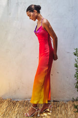 Sunset Ombre Criss Cross Back Maxi Dress