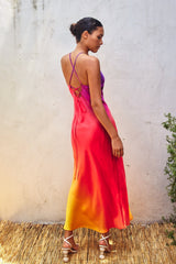 Sunset Ombre Criss Cross Back Maxi Dress