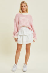 Pink Embroidered Sweater