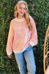 Pink Embroidered Sweater