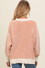 Camel Ribbed Balloon Sleeve Maternity Sweater