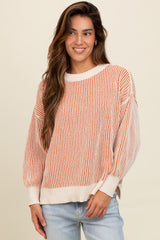 Camel Ribbed Balloon Sleeve Maternity Sweater