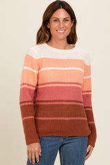 Peach Mixed Stripe Maternity Sweater