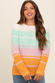 Mint Green Mixed Stripe Maternity Sweater