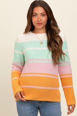 Mint Green Mixed Stripe Maternity Sweater