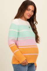 Mint Green Mixed Stripe Maternity Sweater