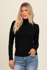 Black Mock Neck Maternity Long Sleeve Top