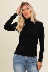 Black Mock Neck Long Sleeve Top