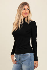 Black Mock Neck Long Sleeve Top