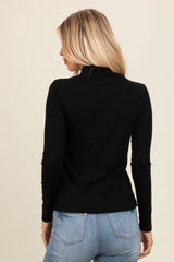 Black Mock Neck Long Sleeve Top