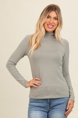 Light Olive Mock Neck Maternity Long Sleeve Top