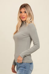 Light Olive Mock Neck Long Sleeve Top