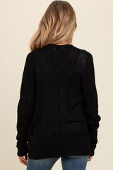 Black Pocketed Open Maternity Cardigan