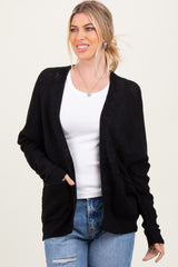 Black Pocketed Open Cardigan