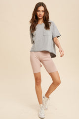 Chambray Garment Washed Short Sleeve Pocket Tee