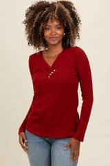 Rust V-Neck Long Sleeve Maternity Top