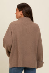 Mocha Mock Neck Chunky Knit Maternity Sweater