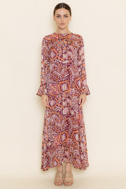 Multi Abstract Print Boho Maxi Dress