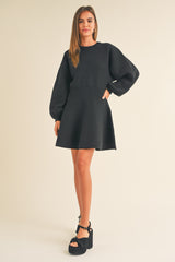 Black Ballon Sleeve Sweater Dress