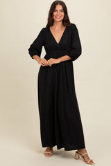 Black Glitter V-Neck Maternity Maxi Dress