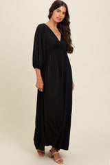 Black Glitter V-Neck Maxi Dress