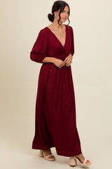 Burgundy Glitter V-Neck Maxi Dress