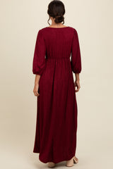 Burgundy Glitter V-Neck Maxi Dress