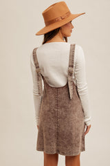 Brown Wash Twill Overall Dress