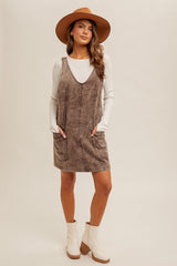 Brown Wash Twill Overall Dress