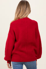 Red Chunky Knit Contrast Rib Maternity Sweater