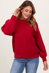 Red Chunky Knit Contrast Rib Maternity Sweater