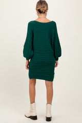 Hunter Green Cable Knit Dolman Sleeve Maternity Sweater Mini Dress