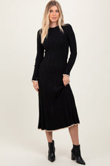 Black Ribbed Knit Maternity Maxi Sweater Dress