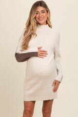 Ivory Colorblock Mock Neck Maternity Sweater Dress