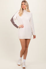 Ivory Colorblock Mock Neck Maternity Sweater Dress