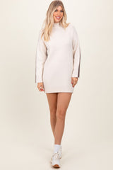 Ivory Colorblock Mock Neck Sweater Dress