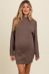 Mocha Colorblock Mock Neck Maternity Sweater Dress