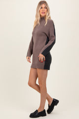 Mocha Colorblock Mock Neck Sweater Dress