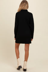 Black Turtle Neck Maternity Mini Sweater Dress