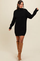 Black Turtle Neck Mini Sweater Dress