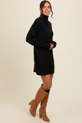 Black Turtle Neck Mini Sweater Dress