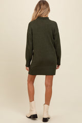 Olive Turtle Neck Maternity Mini Sweater Dress