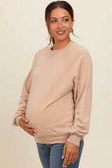 Light Taupe Vintage Wash Relaxed Fit Maternity Sweatshirt