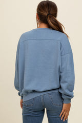 Blue Heather Crewneck Maternity Sweatshirt