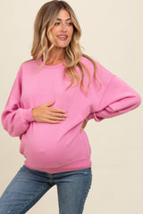 Pink Heather Crewneck Maternity Sweatshirt