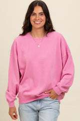 Pink Heather Crewneck Maternity Sweatshirt