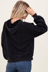 Black Vintage Wash Oversized Drawstring Hoodie