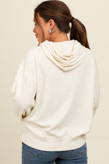 Cream Vintage Wash Oversized Maternity Drawstring Hoodie