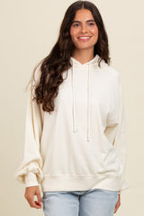 Cream Vintage Wash Oversized Maternity Drawstring Hoodie